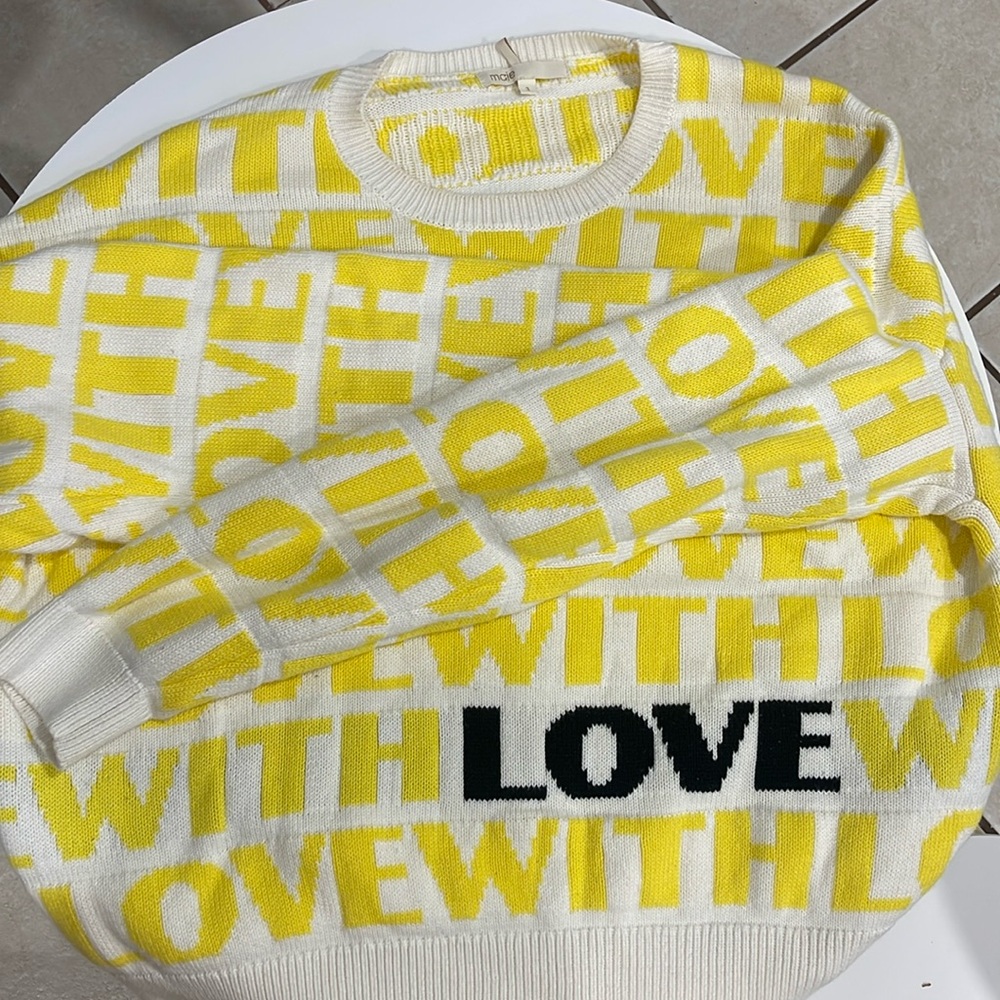 Maje LOVE sweater knitted graphic